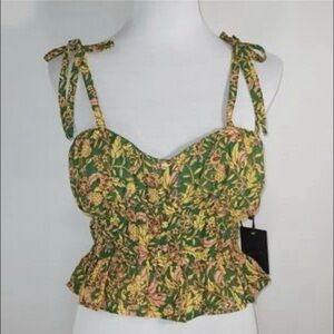 Japna Green Floral Crop Top